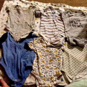 6 3-6 month onesies one long sleeve